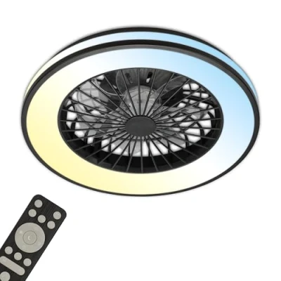 Imagen de BRILONER Ventilador De Techo Con Luz, CCT, Iluminación 5 Velocidades, Control Remoto, Regulable, Temporizador, Techo, Lampara 48,5 x 14,5cm., Negro