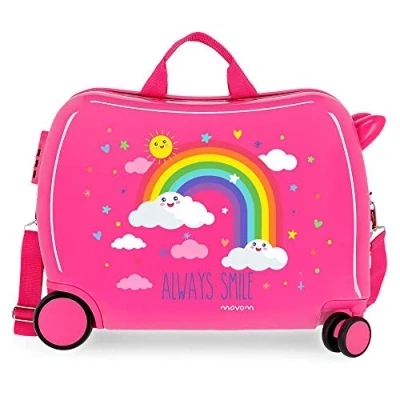 Imagen de Enso Arcoiris Always Smile Maleta Infantil Rosa 50x39x20 cms Rígida ABS Cierre combinación 38L 2,1Kgs 4 Ruedas Equipaje de Mano