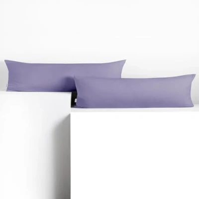 Imagen de DecoKing 2 Fundas de Almohada 20 x 145 cm, algodón, con Cremallera, Color Lavanda y ámbar