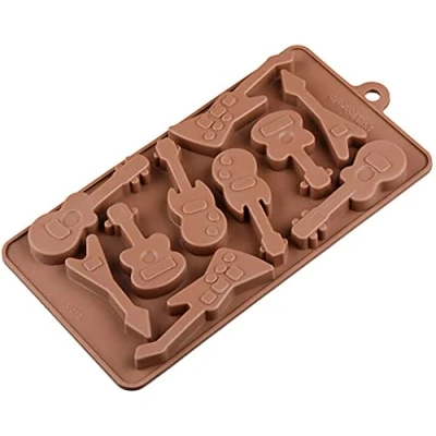 Imagen de Selecto Bake Juego de moldes para hornear silicona con forma guitarra chocolate, molde chocolate 3D, hornear, gelatina caramelo, cubitos hielo y mini jabón