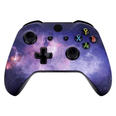 Imagen de eXtremeRate Carcasa para Xbox One S X Accesorios Funda Delantera Protectora de la Placa Frontal Cubierta Antideslizante Control Model 1708 (Nebulosa Galaxia)