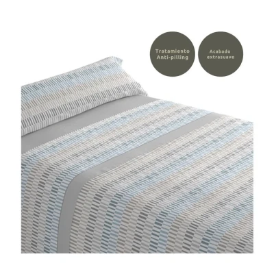 Imagen de Donegal Collections Juego de Sábanas Estampadas 3 Piezas Cama 105 cm Sabanas 105x190 Incluye Sabana Bajera, Encimera, Funda Almohada Paly Gris