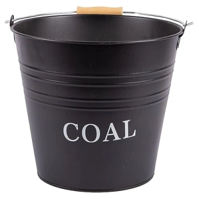 Imagen de 1 cubo de carbón hierro fundido negro 12 L, para chimenea, leña, quemador cenizas, compañero almacenamiento Blackspur