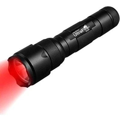 Imagen de Ultrafire Linterna LED Roja 630nm Zoom Caza Luz Roja, Modo Unico Enfoque Ajustable Mini Táctica Pequeña para Visión Nocturna, 502R