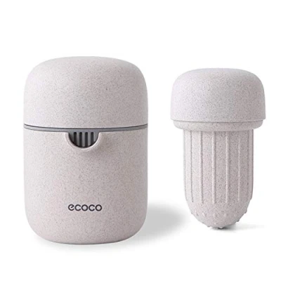 Imagen de Meiyijia exprimidor Manual de limón, cítricos, Tapa Incluida,Colador y Recipiente, Apto para Lavavajillas, sin BPA (Beige)