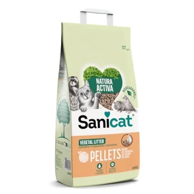 Imagen de Sanicat Lecho Absorbente multipet de Madera reciclada Absorción Superior y Control olores Producto ecológico Biodegradable 6Kg