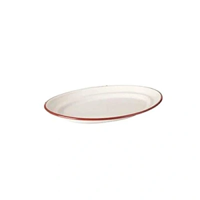 Imagen de Ibili Bandeja Ovalada Bordeaux 36 CM, Stainless Steel, White/Red, x 5 cm