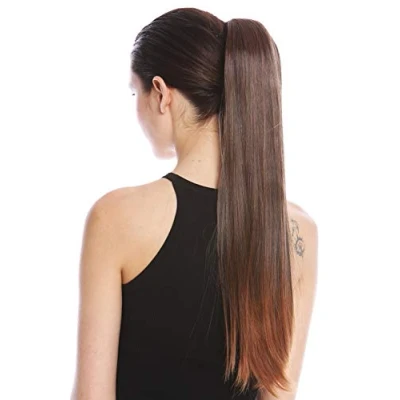Imagen de WIG ME UP YZF 1094S 2T30 Extensión de pelo coleta peineta y banda 63 cm largo liso mezcla castaña