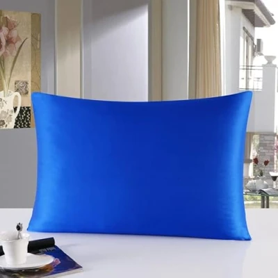 Imagen de townssilk Funda de almohada seda 100 % 19 mommes, 50 x 75 cm, con cremallera oculta, azul real