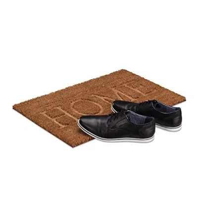 Imagen de Relaxdays Felpudo Home, 1,5 x 60 40 cm, Antideslizante, para Interiores y Exteriores, Fibra de Coco, PVC, Natural, Caucho, 40x60x1.5 cm