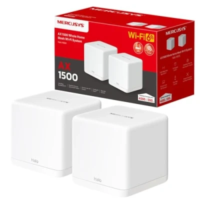 Imagen de MERCUSYS Sistema WiFi 6 AX1500 Mesh WiFi, cobertura de hasta 350 m², conecta más 100 dispositivos, puertos Gigabit completos, Wi Fi doble banda, roaming sin problemas, fácil control