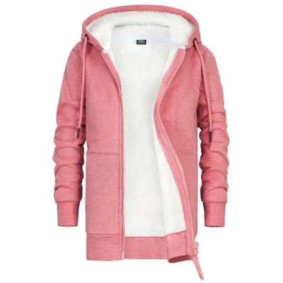 Imagen de CityComfort Sudadera con Capucha Niña Cremallera Forro Polar, Talla 5 15 Años Regalo Navidad (Rosado Oscuro, 6 años)
