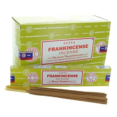 Imagen de Satya Frankincense Incense Sai Baba Nag Champa Caja de varillas incienso Paquete 12 (15 gramos cada uno)