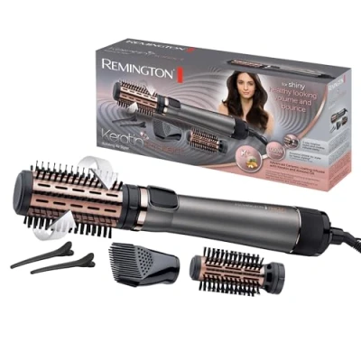 Imagen de Remington Cepillo de Aire Keratin Protect Moldeador Pelo, Queratina y Aceite Almendra, Secador, 3 Accesorios, Moldea da Volumen, Cerámica, 1000 W, 2 Temperaturas/Velocidades AS8811