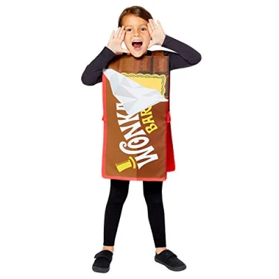 Imagen de amscan 9909047 Disfraz infantil con licencia oficial de Warner Bros. Wonka Bar Tabard, edad 3 a 7 años, dorado, Small/Medium (3 Years)
