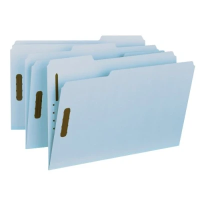 Imagen de Smead Carpeta de archivos con cierre cartón prensado 100% reciclado, 2 cierres, pestaña corte 1/3, expansión 1 pulgada, tamaño legal, azul, 25 por caja (20000)