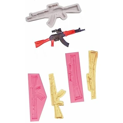 Imagen de TTOA 3 moldes de silicona para fondant, escopeta, rifle, decoración pasteles, artesanía azúcar, molde glaseado