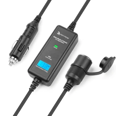 Imagen de RoyPow 120W Todo en 1 Vehículo Batería de coche Monitor Protector 12V 10A Cable extensión con encendedor cigarrillos
