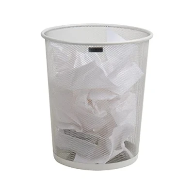 Imagen de Mind Reader 1CIRGA Wht Papelera de Reciclaje, Cubo Basura Redondo Malla metálica, Color Blanco, Metal