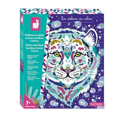Imagen de Janod Purpurina y Arenas Animales Brillantes Actividad Manual para Niños Manualidades Creativas Con Arena Decorativa Biodegradable Infantil a partir de 3 Años J09152