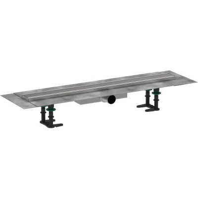 Imagen de hansgrohe RainDrain Compact, compact set completo de desagüe lineal ducha, canaleta ducha 700mm, canal drenaje para instalación plana, acabado acero inoxidable