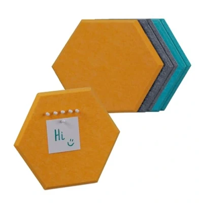Imagen de Relaxdays Juego de 6 tablones Multicolor Set Tableros Fieltro Hexagonales, Fieltrogramas, Pizarras Anuncios, 26x30x0,9 cm, con Chinchetas