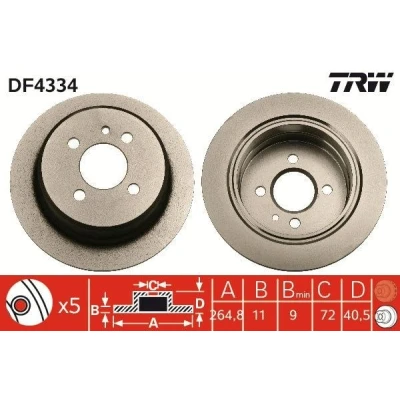 Imagen de TRW DF4334 Disco de freno 258 10 4 100 macizo barnizado BMW: 3 Berlina
