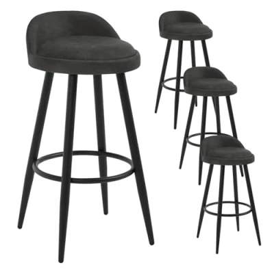 Imagen de WOLTU 4X Taburete Alto de Cocina Bar con Reposapiés Tapizados en Cuero sintético Silla Alta Metal Antracita BH327an 4
