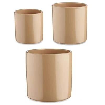 Imagen de Ibergarden Set de Macetas 3 Piezas Ø 14 cm 22 17 Cilindro Beige