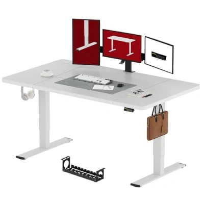 Imagen de SANODESK FQ1 180x80cm Escritorio Elevable Eléctrico con Tablero, Standing Desk, Mesa para Computadora Gancho, Cerradura niños, Función de Memoria Oficina y Hogar Blanco