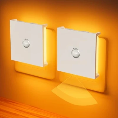 Imagen de Feliigo Luz Nocturna con Sensor de Movimiento, 2 Piezas Infantil Enchufe Regulable 3 Modos, Brillo Ajustables para Habitación Niños, Baño, Pasillo, Cocina, Escaleras