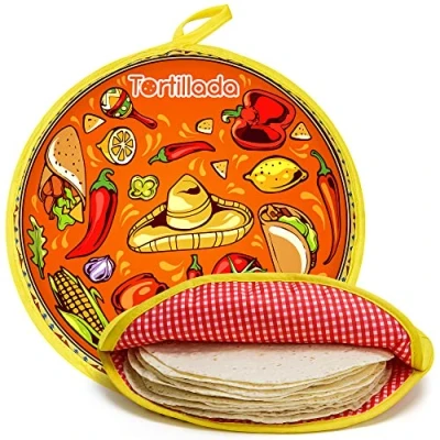 Imagen de Tortillada 30cm Calentador De Tortillas/Contenedor Para Microondas Hecho Algodón/Poliéster (Naranja)