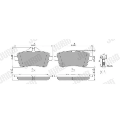 Imagen de JURID 573466J Juego de pastillas freno preparado para indicador desgaste MERCEDES BENZ: Clase ML, GL, GLS