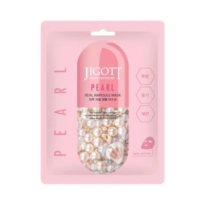 Imagen de JIGOTT Pearl Real AMPOULE MASK Cosméticos coreanos, mascarillas faciales, 27 ml, 10 unidades