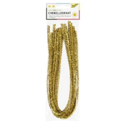 Imagen de folia 77865 Alambre de Chenilla 10 Piezas Color Dorado, diámetro 8 mm y 50 cm Largo, Ideal para niños Manualidades diseño Animales, Figuras Otras Formas, Oro