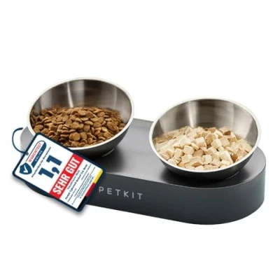 Imagen de PETKIT CYBERTAIL Cuenco Elevado e Inclinado de Acero Inoxidable, alimentación Antideslizante sin derrames, para Gatos y Perros pequeños