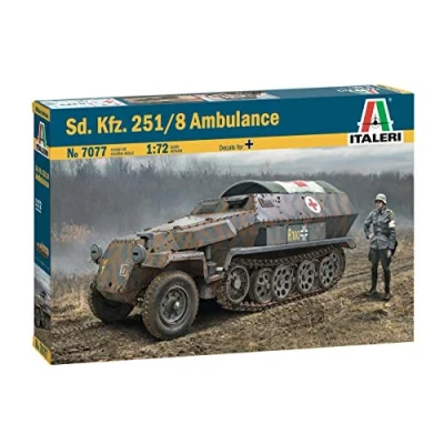 Imagen de Italeri 7077 1:72 SD.Kfz. 251/8 Ambulance modelismo, Kit, Modelo de Suelo, Hobby, Pegado, Kit plástico, detallado