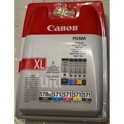 Imagen de Canon PGI 570 XL+CLI 571 5 Cartuchos Multipack de tinta original PGBK XL y BK/C/M/Y para Impresora Inyeccion