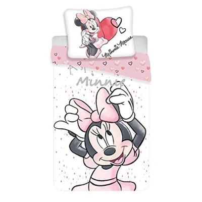 Imagen de Disney Minnie White Juego de funda nórdica y almohadón, en algodón, para cama individual