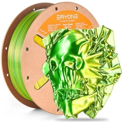 Imagen de ERYONE High Speed Filament Silk Dual Color 1.75mm +/ 0.03mm, 3D Printing PLA Pro Fit Most FDM Printer, 1kg / Spool, Green &amp; Yellow