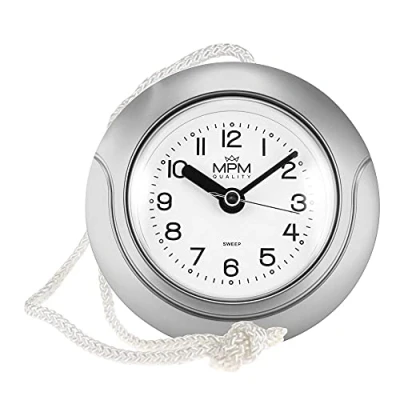 Imagen de MPM Quality Reloj de baño plástico diseño, Movimiento Cuarzo, Resistente al Agua 3 5 ATM, Color Plateado, diámetro 135 mm, Adecuado también para Exteriores y como baño, Piscina,