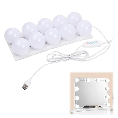 Imagen de Jinlaili Luces de Espejo Maquillaje, 10 Bombillas Regulables, Lámparas para el Led 3 Color y 9 Brillo, Tocador, Lámpara Espejo, Vanidad Maquillaje