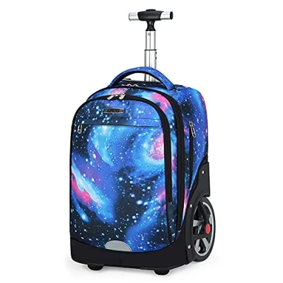 Imagen de ANSIEDIO Mochilas Escolares con Ruedas, Mochila Escolar para Niños Rueda Gran Capacidad Maleta Infantil Caja Trolley (Cielo Estrellado Azul)