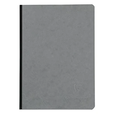 Imagen de Clairefontaine 795425C Collection Age Bag Un cuaderno cosido con respaldo de tela gris, A5 14,8x21 cm,192 páginas pequeñas baldosas, Papel blanco 90g Cubierta para tarjeta cepillada