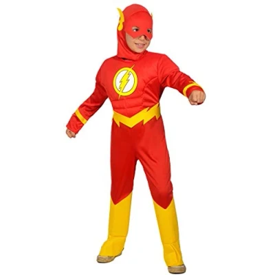Imagen de Ciao The Flash Disfraz niño Original DC Comics (Talla 8 10 años) con músculos Acolchados, Single, Color Rojo, (11681.8 10)