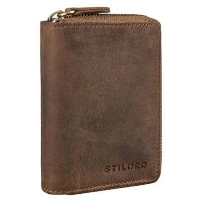 Imagen de STILORD &#039;Kelsie&#039; Bolso Llavero de Cuero Mini Cartera y Tarjetero Estuche para Llaves con Bolsillo Tarjetas Dinero Genuino, Color:marrón Medio