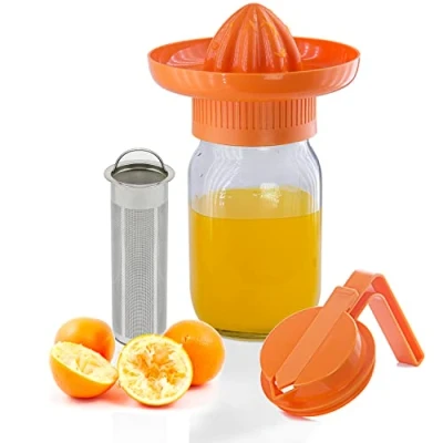 Imagen de Drsn Exprimidor De Cítricos Limón Manual, Naranjas Plástico 2 En 1 Cold Brew Cafetera Cristal con Filtro Acero Inoxidable y Jarra Cristal, 1L