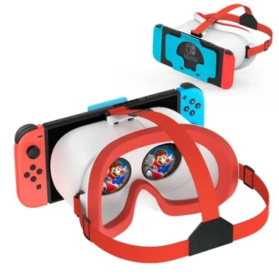 Imagen de DEVASO Auriculares VR mejorados para Nintendo Switch y OLED modelo, gafas de realidad virtual con lentes HD ajustables cómoda correa la cabeza, kit Labo 3D accesorios