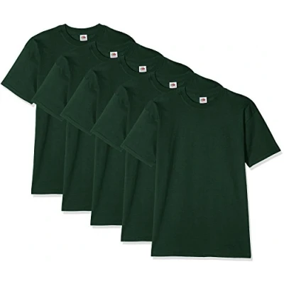Imagen de Fruit of the Loom Super Premium Short Sleeve Camiseta, Verde Oscuro, XL (Pack de 5) para Hombre