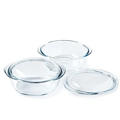 Imagen de Pyrex® Colección 4 en 1 Olla de vidrio borosilicato Juego 2 Cocinar al vapor, cocina rápida y sabrosa, compatible con microondas lavavajillas (juego cazuelas 2,3 L)